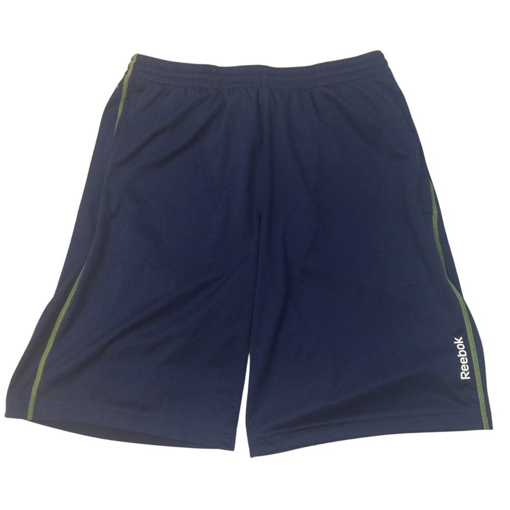 Reebok Men's Size Medium Running Shorts Blue Drawstring 100% Polyester